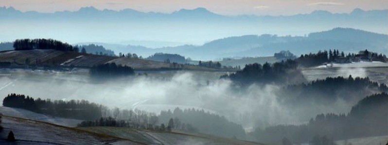 Blick vom bayrischen Wald in die österreichischen Alpen